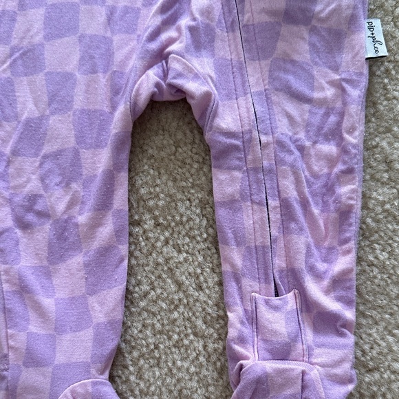 Lavender Check Footie Pajamas - Picture 3 of 7